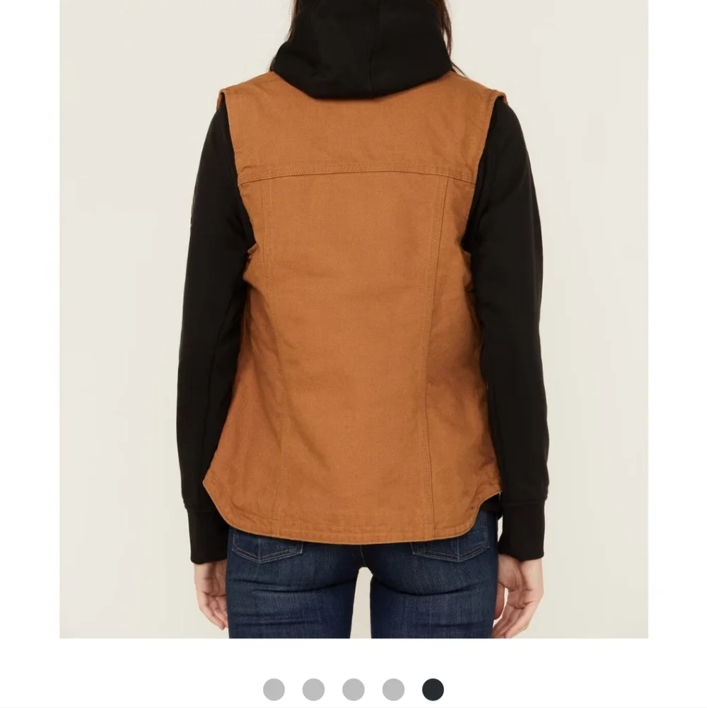 Carhartt  Women's Brown Sherpa-Lined Washed Duck Vest - Picture 9 of 16